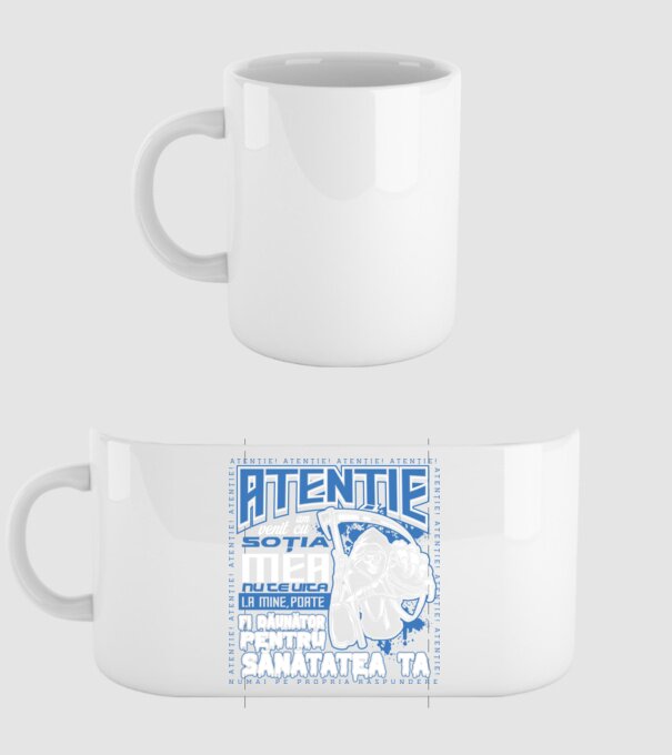Atenție Am venit cu soția mea model alb pe tricou
