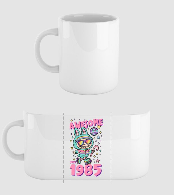 Awesome since 1985 - Labubu model alb pe tricou