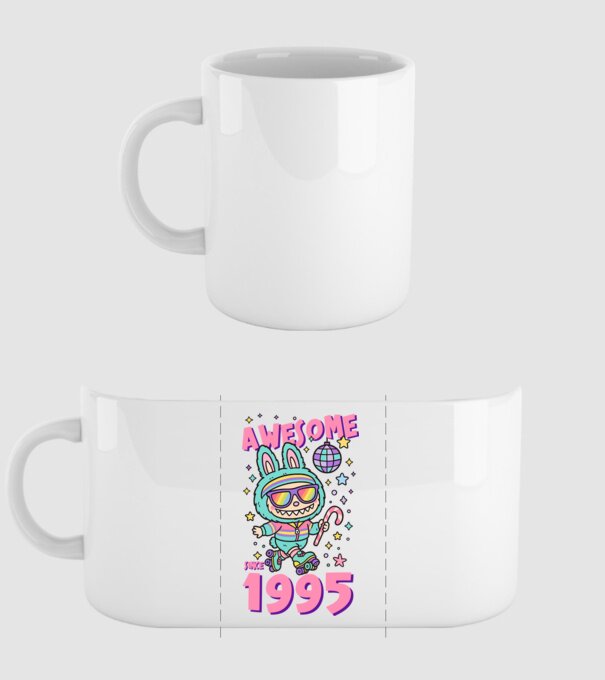 Awesome since 1995 - Labubu model alb pe tricou