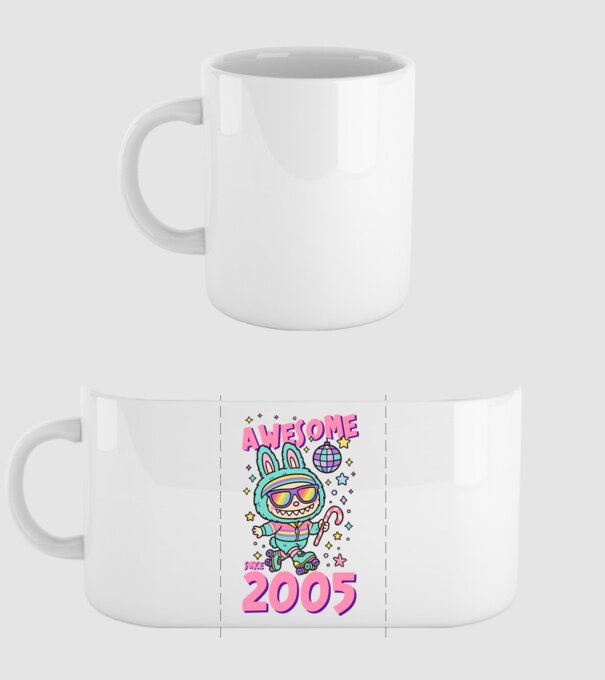 Awesome since 2005 - Labubu model alb pe tricou