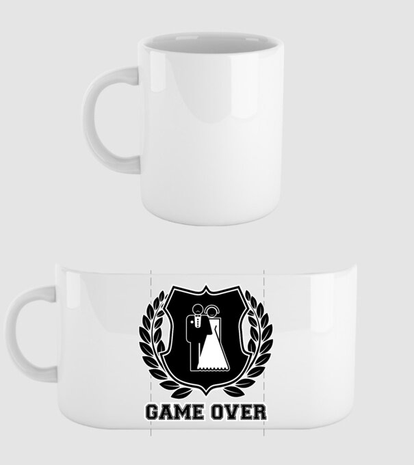 Bachelor GAME OVER model alb pe tricou