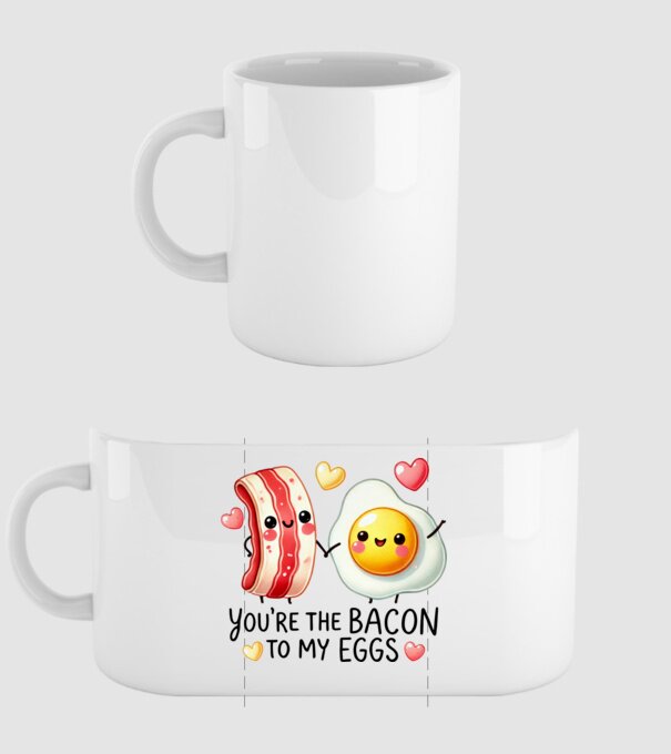 Bacon to my Eggs model alb pe tricou