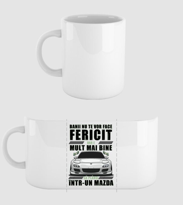 banii nu te vor face fericit, dar e mult mai bine să plângi într-un Mazda model alb pe tricou