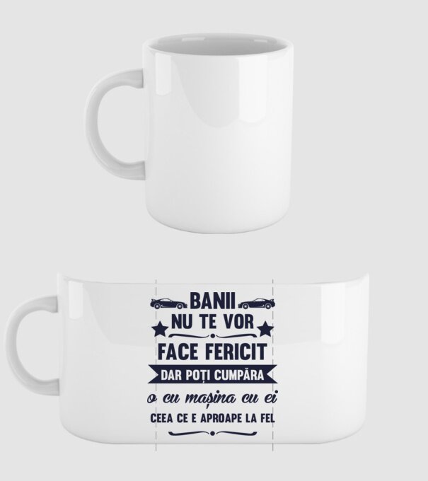 Banii nu te vor face fericit, dar poți cumpăra o cu mașina cu ei, ceea ce e aproape la fel model alb pe tricou