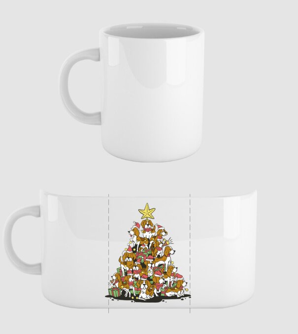beagle christmas tree model alb pe tricou