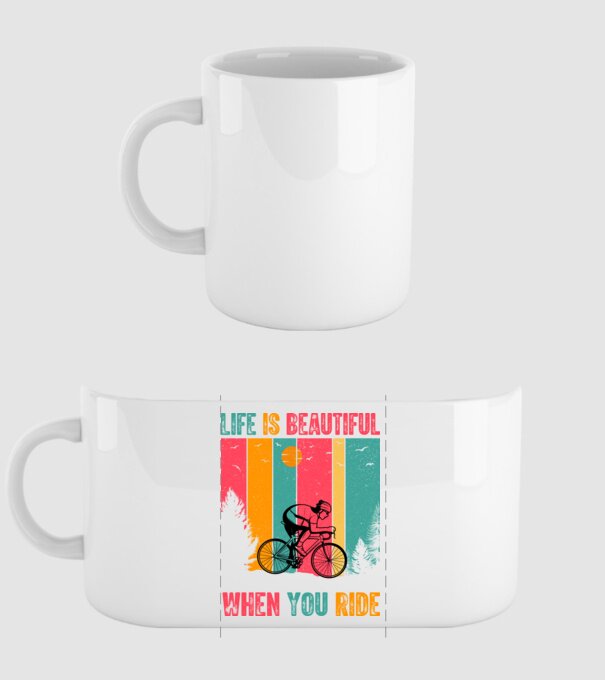 Beautiful ride model alb pe tricou
