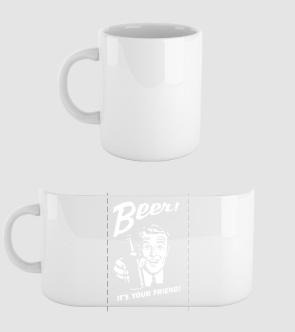 beer is your friend model alb pe tricou
