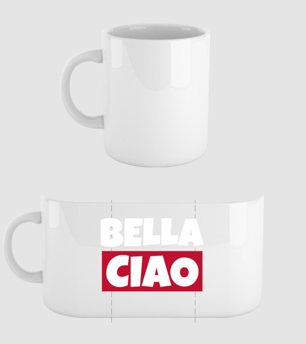 bella ciao logo model alb pe tricou