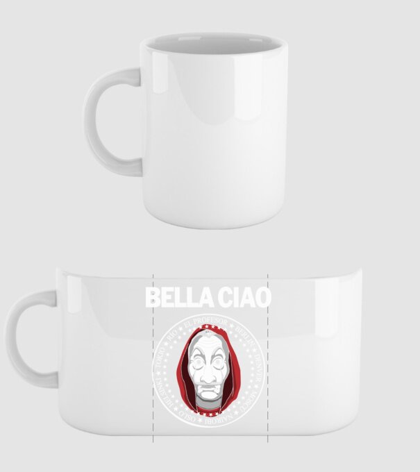 bella ciao stroke white model alb pe tricou