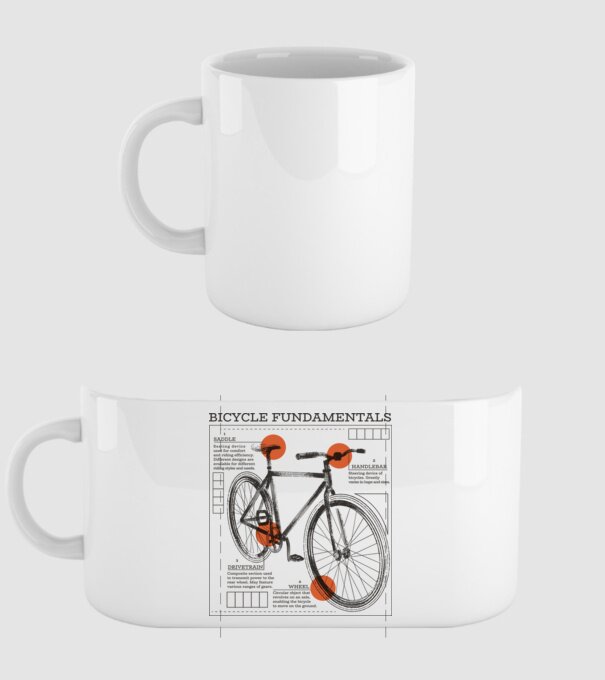 Bicycle fundamentals model alb pe tricou