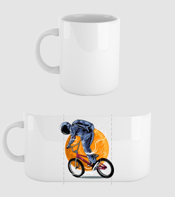 BMX space model alb pe tricou