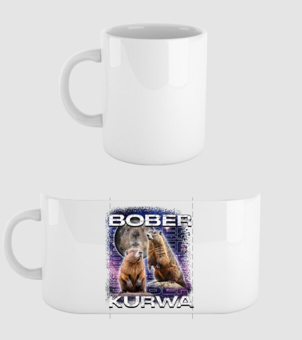 Bóber Kurwa universe model alb pe tricou