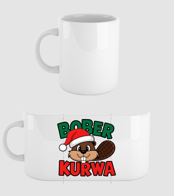 Bober kurwa xmas model alb pe tricou