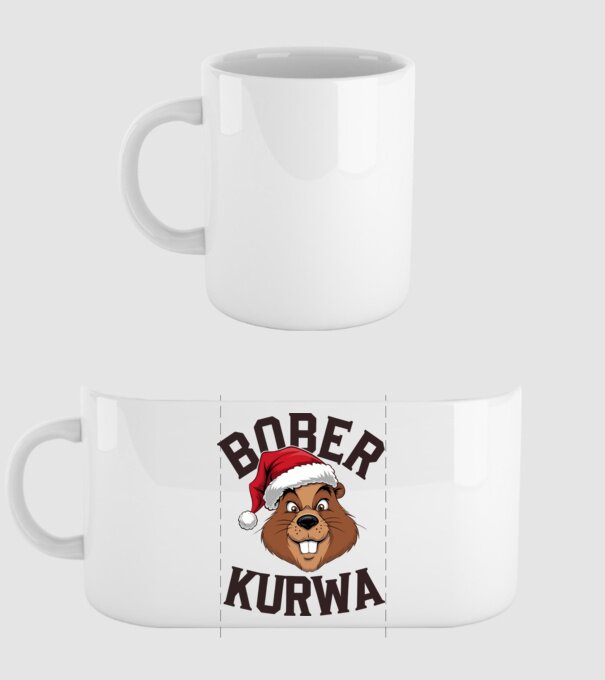 Bober kurwa xmas model alb pe tricou