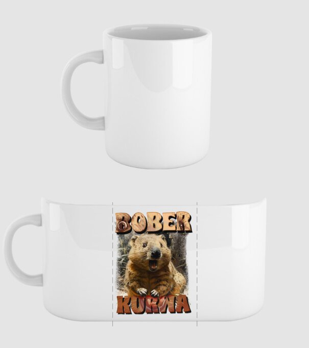 BOBER wombat model alb pe tricou