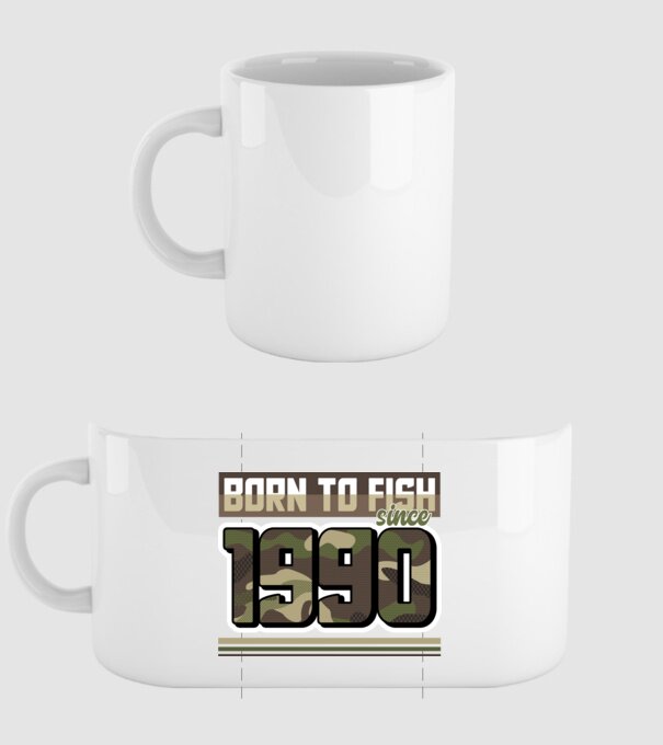 Born to fish since 1990 model alb pe tricou