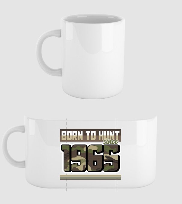 Born to hunt since 1965 model alb pe tricou