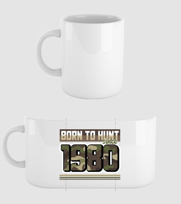 Born to hunt since 1980 model alb pe tricou