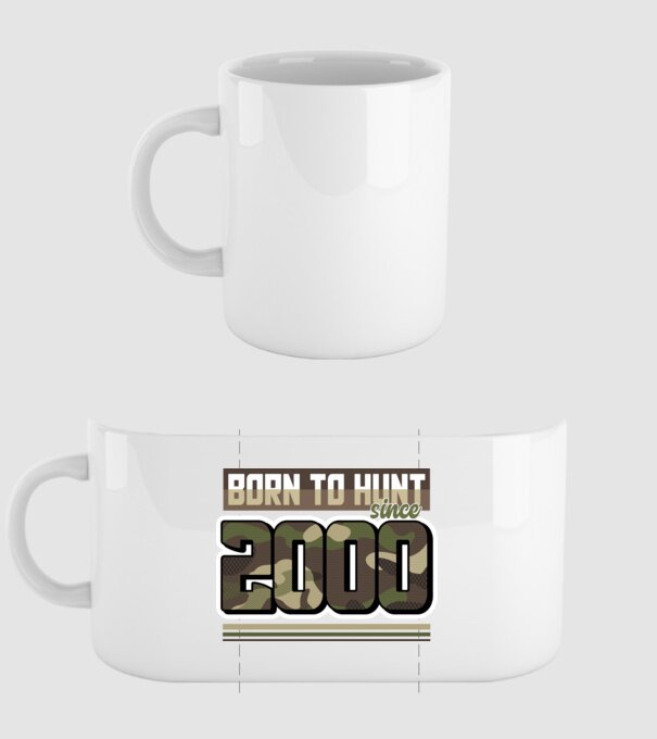 Born to hunt since 2000 model alb pe tricou