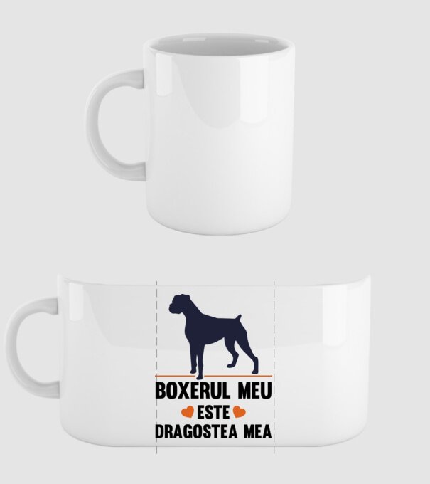 boxerul meu este dragostea mea model alb pe tricou