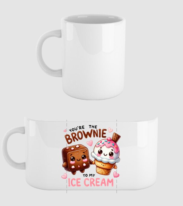 Brownie to my Ice Cream model alb pe tricou