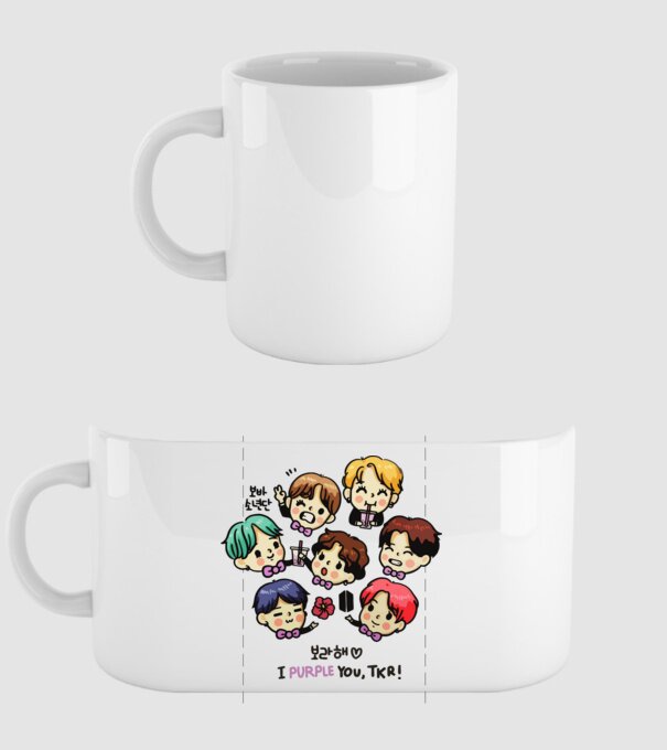 BTS chibi model alb pe tricou