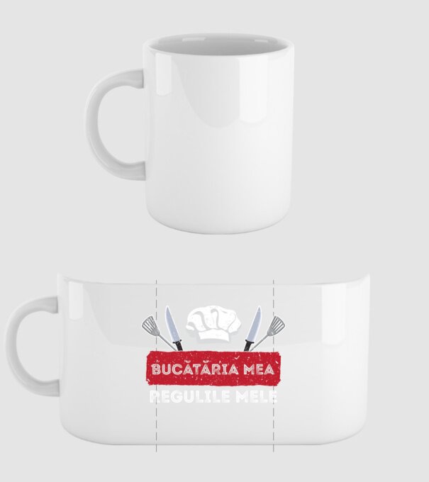 Bucătăria mea, regulile mele model alb pe tricou