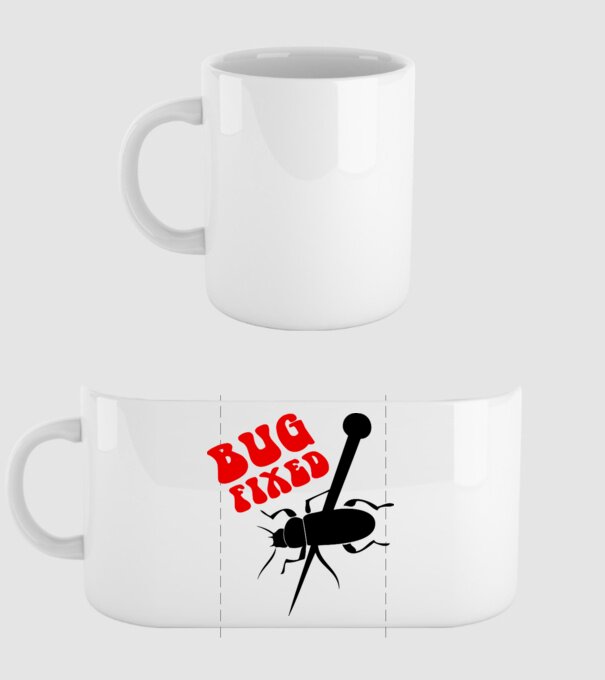 Bug fixed model alb pe tricou