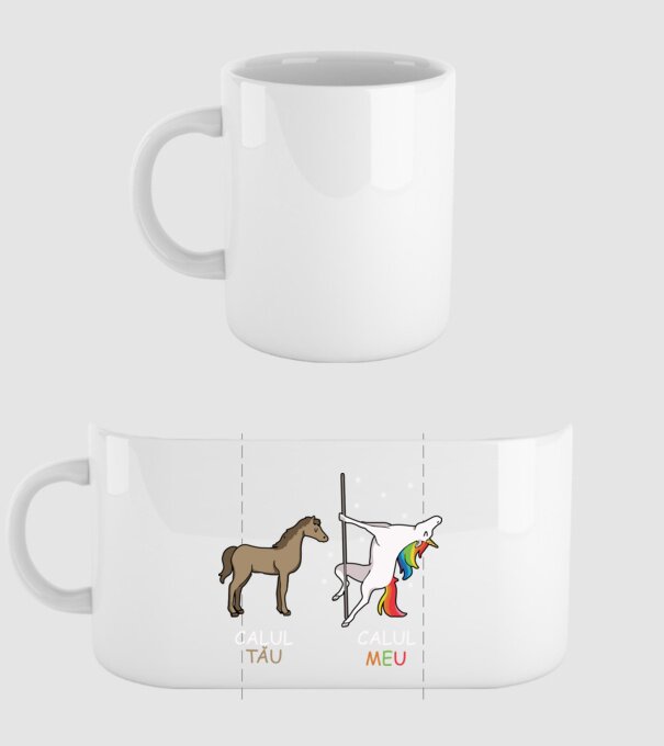 calul tău - calul meu model alb pe tricou