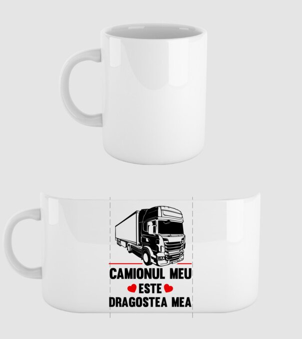 camionul meu este dragostea mea model alb pe tricou