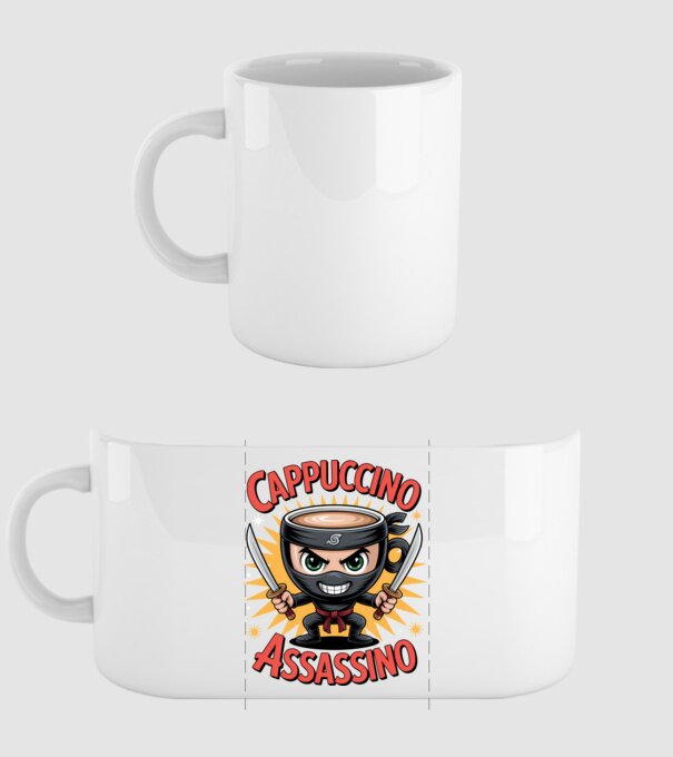 Cappuccino Assasino model alb pe tricou