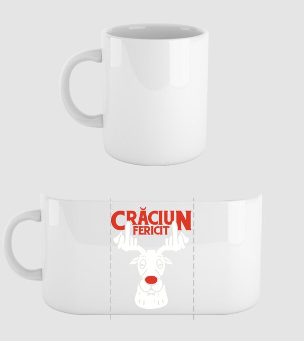 Căprioară de Crăciun antisocială model alb pe tricou