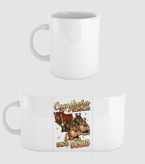 Capybara christmas santa squad model alb pe tricou