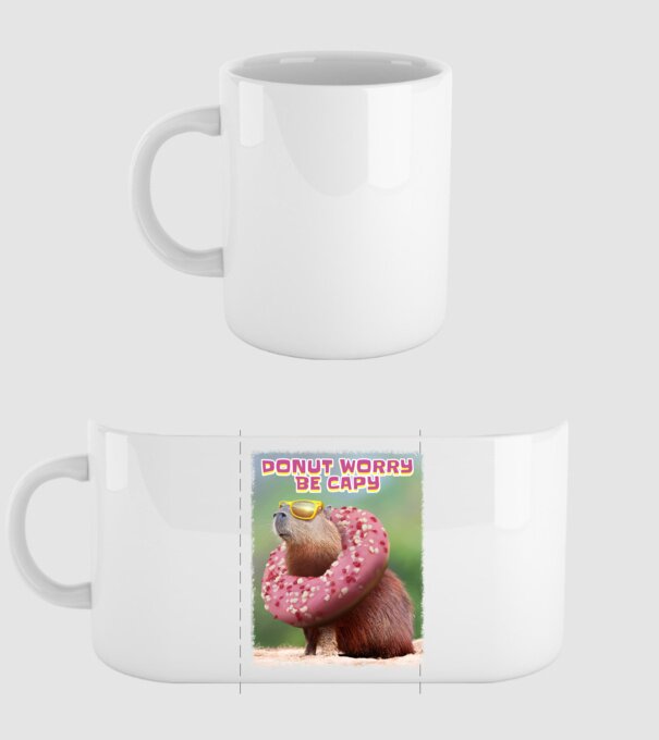 Capybara Donut worry be capy model alb pe tricou