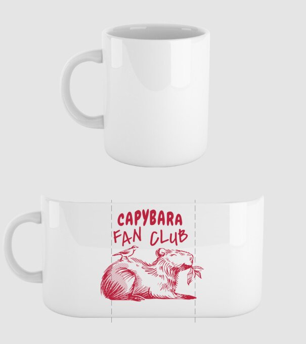 Capybara fan club model alb pe tricou
