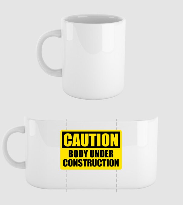 Caution Body Under Construction model alb pe tricou