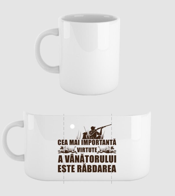 cea mai importantă virtute a vânătorului este răbdarea model alb pe tricou