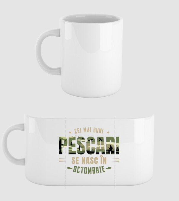 Cei mai buni pescari se nasc în octombrie model alb pe tricou
