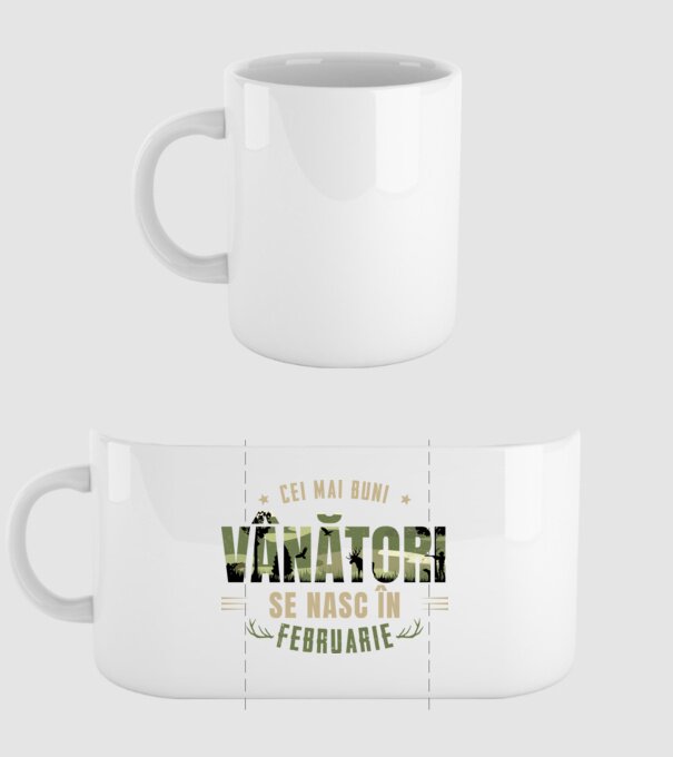 Cei mai buni vânători se nasc în februarie model alb pe tricou