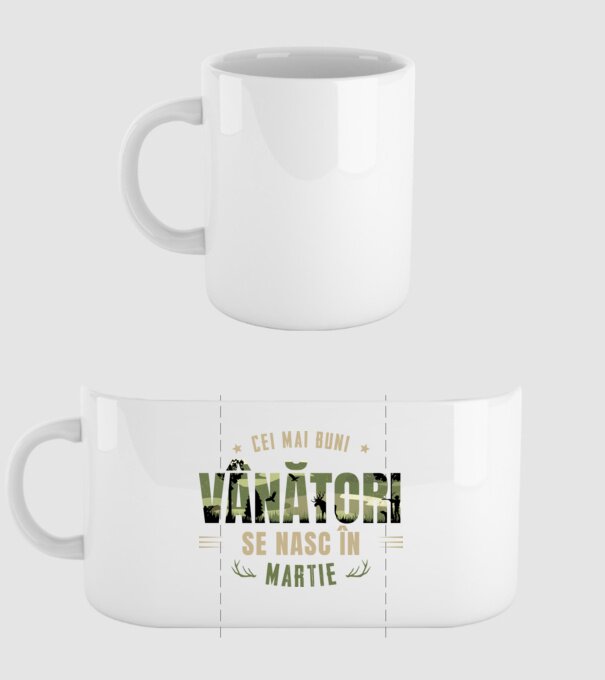 Cei mai buni vânători se nasc în martie model alb pe tricou