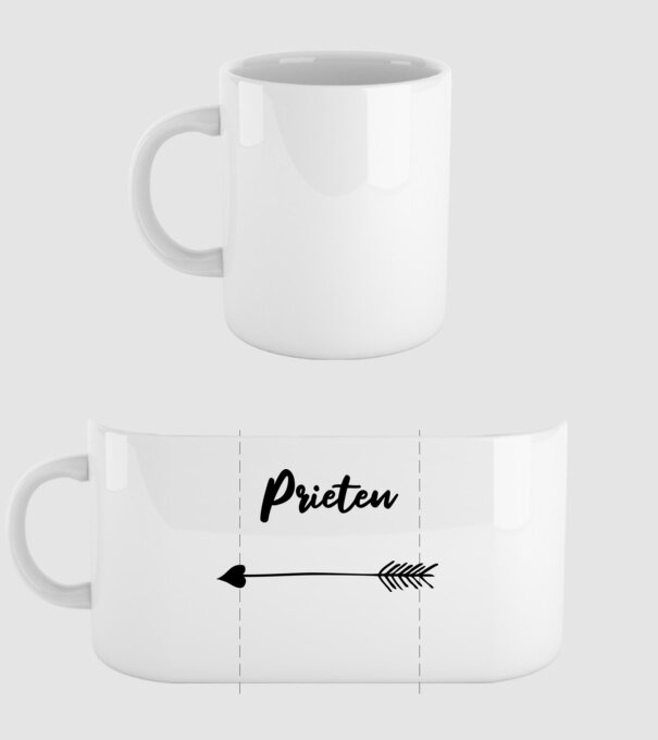 prieten model alb pe tricou