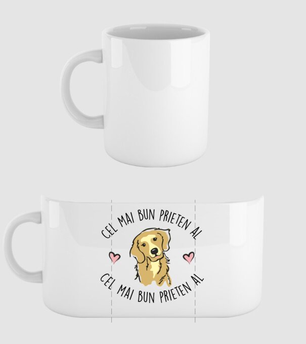 Cel mai bun prieten al meu este un golden retriever model alb pe tricou