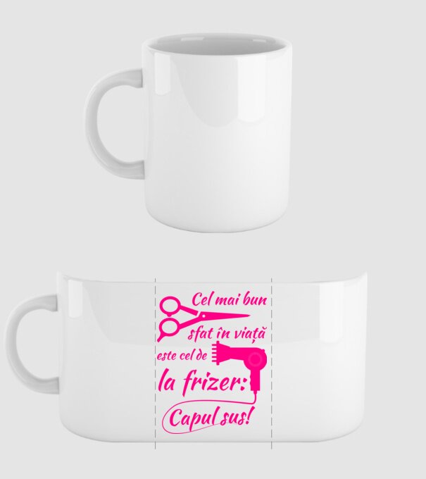 cel mai bun sfat în viață este cel de la frizer: capul sus! model alb pe tricou