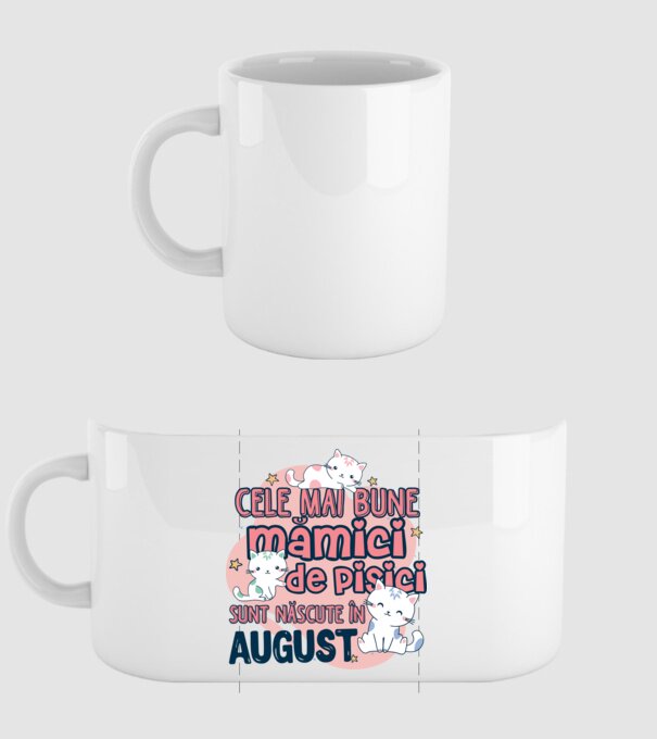 Cele mai bune mămici de pisici August model alb pe tricou