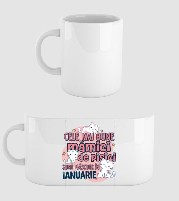 Cele mai bune mămici de pisici ianuarie model alb pe tricou