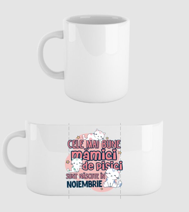Cele mai bune mămici de pisici noiembrie model alb pe tricou