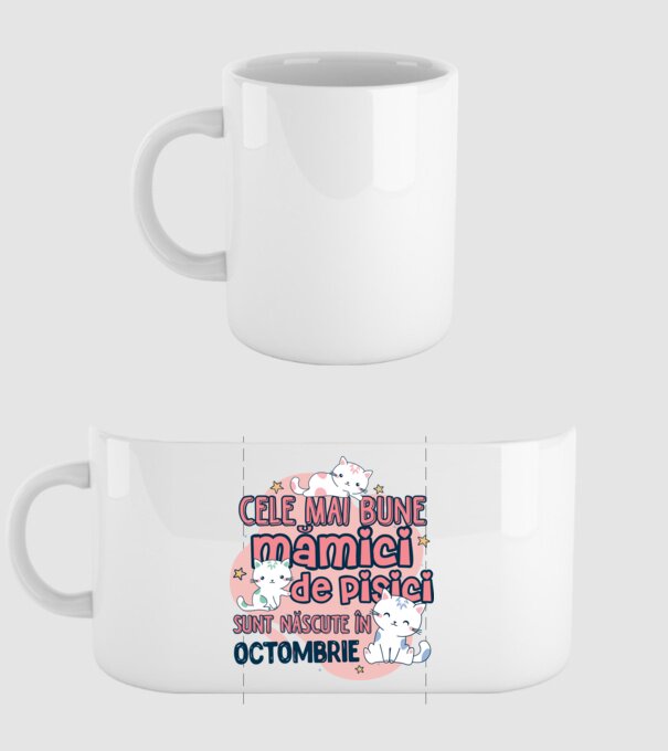 Cele mai bune mămici de pisici octombrie model alb pe tricou