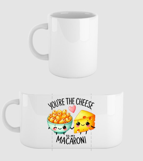 Cheese to my Macaroni model alb pe tricou