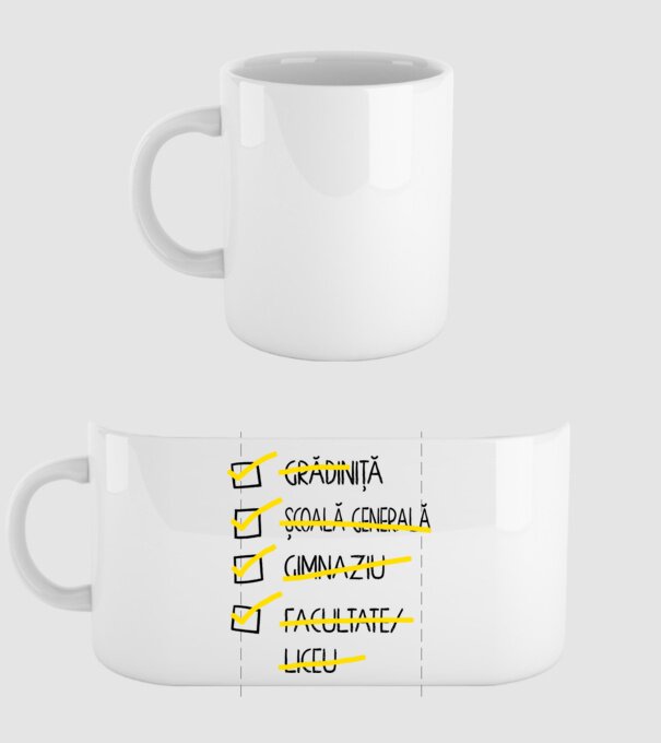 Cheklist educație - Facultate alb model alb pe tricou
