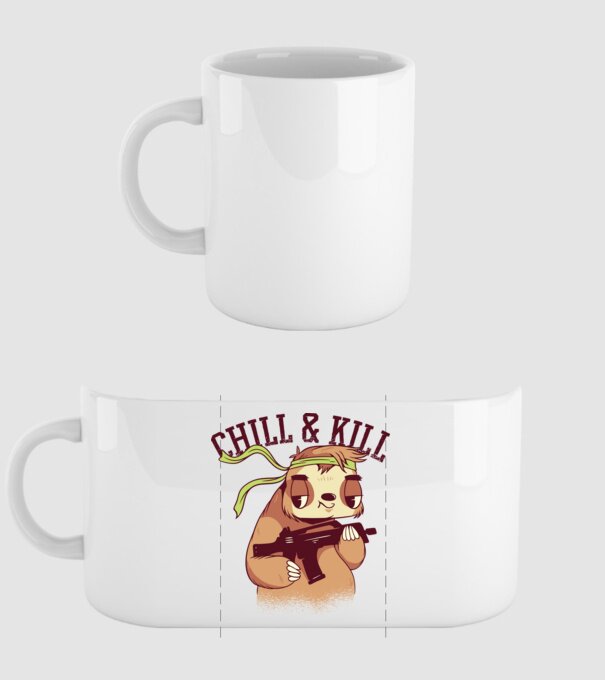 chill and kill model alb pe tricou